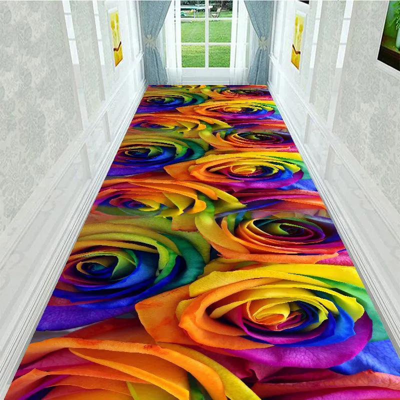 WTEMPO 5D Printable Cut-out Porch Floor Mat Large Size Aisle Stair Carpet Home Washable Non-slip Mat for Hallway