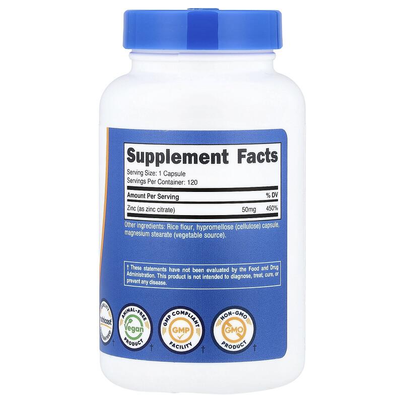 Zinc, 50 Mg, 120 Capsules