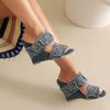 Fashion Design Women Sandals Open Toe Wedges 11cm Slip on Mules Crystal Plus Size 44 45 46 Leisure Daily Female Shoes