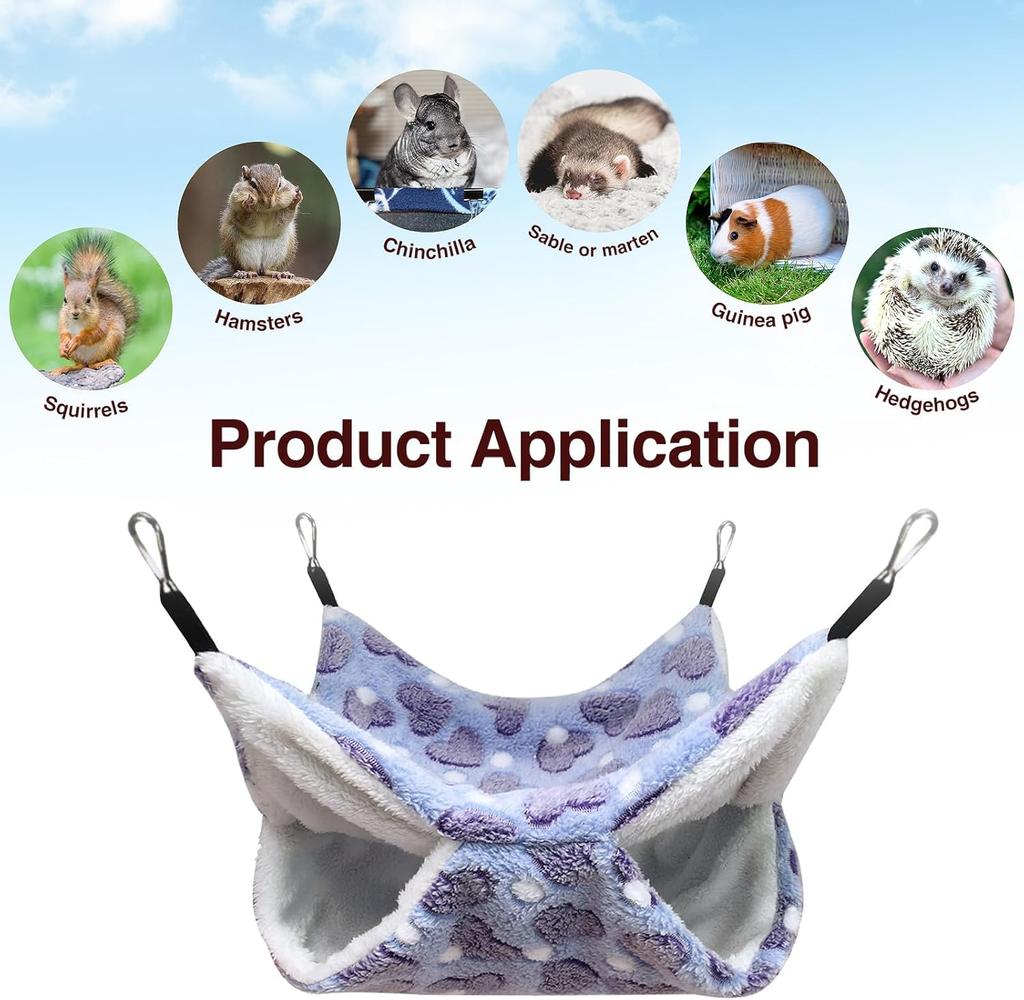 Hammock for Rat Guinea Pig Hamster Cage Double Thick Plush Warm Hanging Tree Bed Small Animal House Nest Sleeping Bag Pet Supply