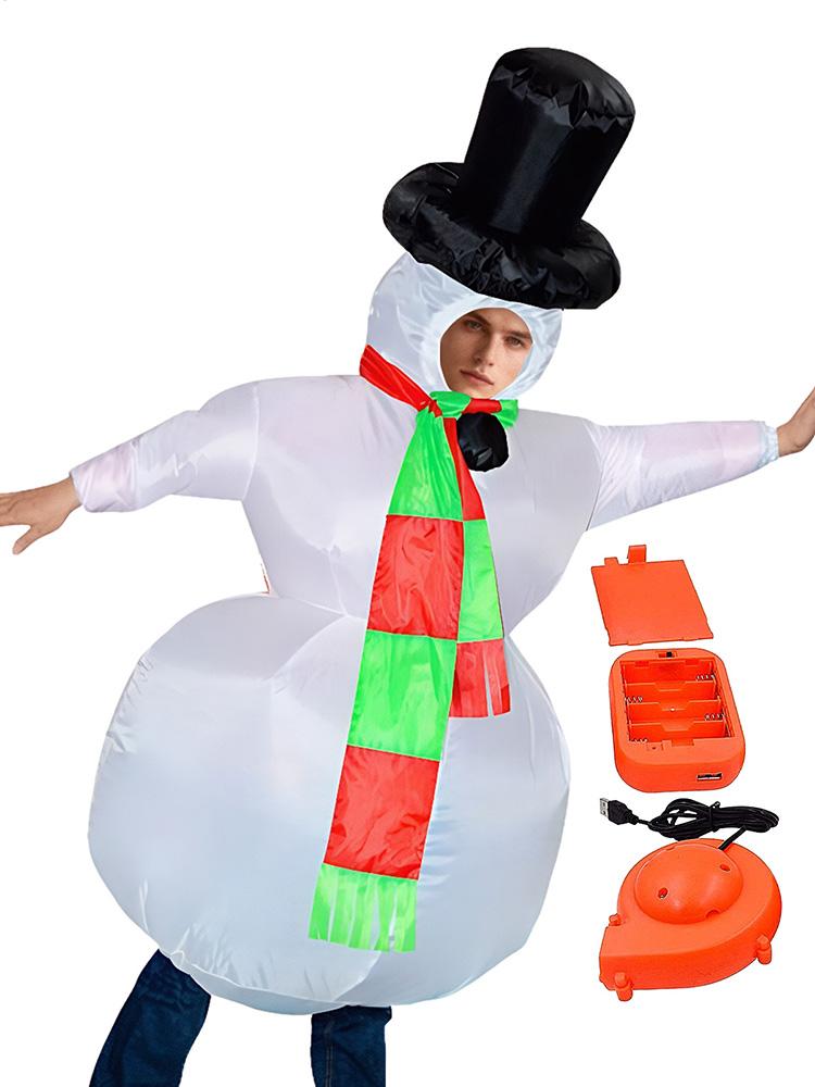 Inflatable Snowman Costume Christmas Inflatable Costume Seasonal Blow Up Snowman Suit for Holiday Gathering Cosplay Carnival