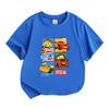 Kids Boys Girls 100% Cotton Crew Neck Short Sleeve T-shirt, Cute Cartoon Racing Car Print Casual Summer Tee Tops, Comfortable Lightweight Breathable D