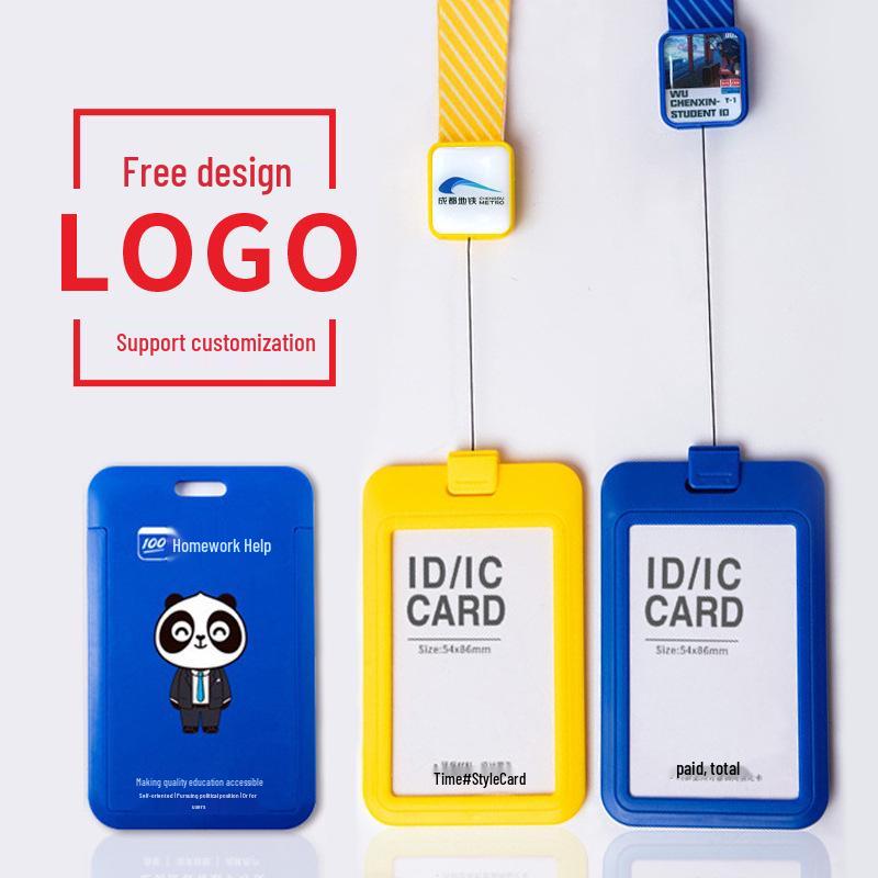 Plastic UV Printing ID Badge Lanyard with Retractable Reel and Card Holder