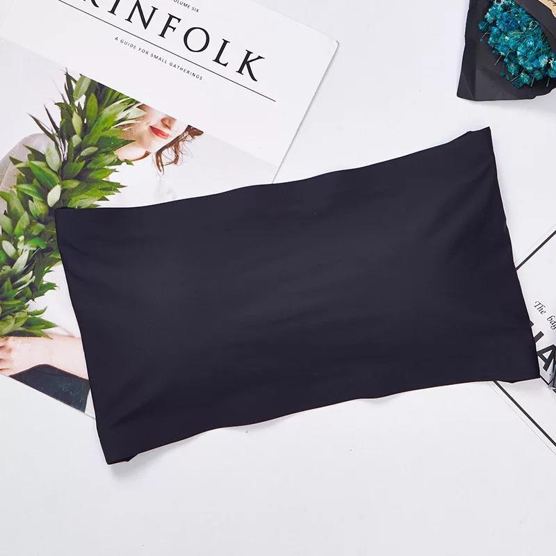 

Бесшовный топ-труба Ice Silk без бретелек с накладками на грудь для девочек One Size чёрный