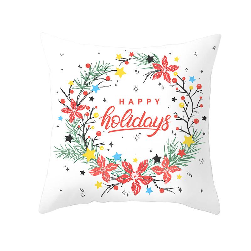 Christmas Peach Skin Pillow Cover Nordic Sofa Cushion Cover Cartoon Print Pillow Cover