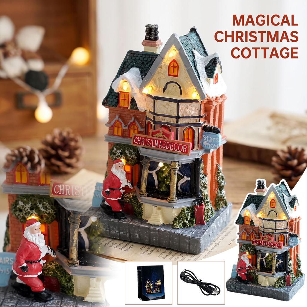 Christmas Resin Music Box Ornament with Lights -, Snowman and Decor for Holiday Table