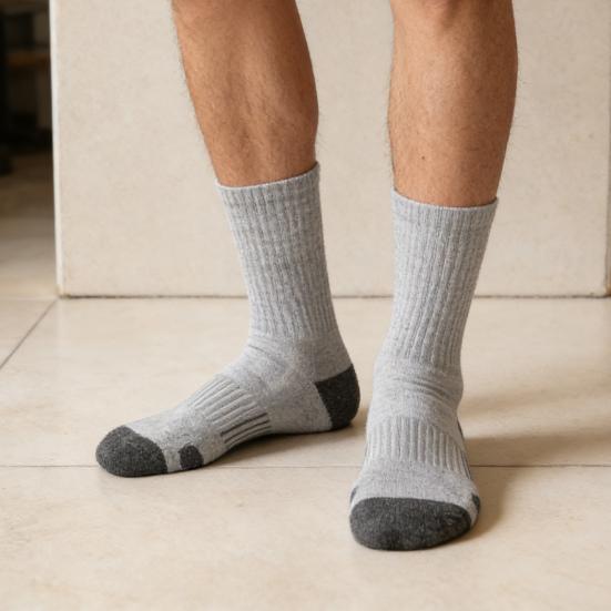5 Pairs Men Sports Socks Breathable Athletic Crew Socks Color Block Stretchy Cushioned Socks for Workout Jogging Exercise Daily Wear