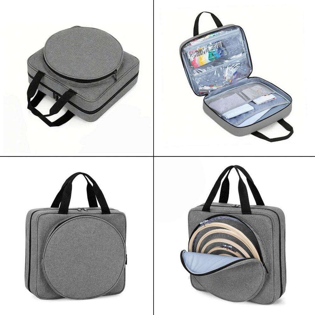 Cross Stitch Embroidery Storage Bag For Needlework Tools And Threads, Padded Compartment Organizer With Portable Design