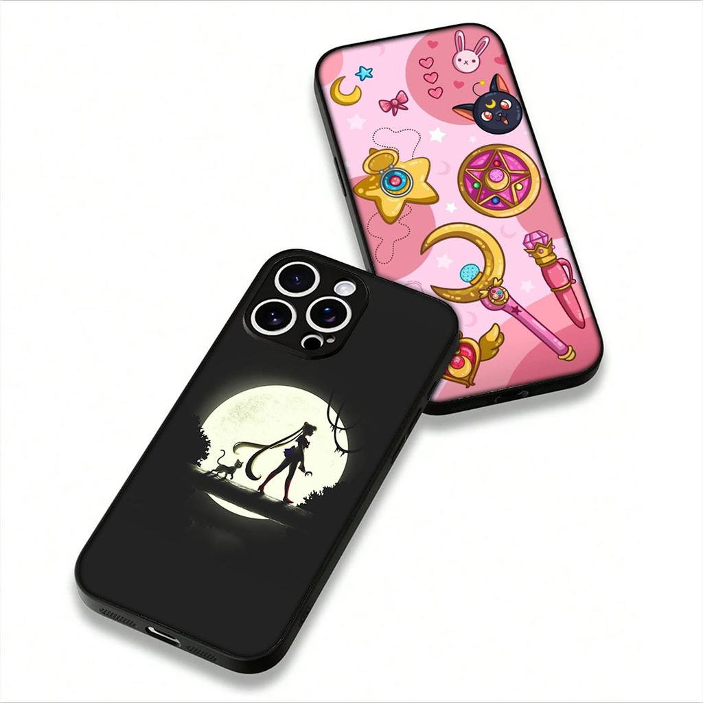 Funda Coque Cover for Apple iPhone 15 14 16 Plus XS 13 11 12 Pro Max XR X 16E ProMax Phone Case Cat Sailors Beautiful Girl Moon