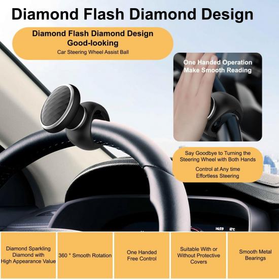 Steering Wheel Knob Spinner - Universal Non-Slip Fit, ABS & Premium Silicone Fin