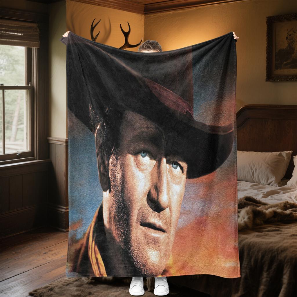 1pc John Wayne's Iconic Cowboy Hat Blanket, Al Season Lightweigh Poster Blanket Home Office Outdoor Nap Multifunc Poster Blanketional Blanket