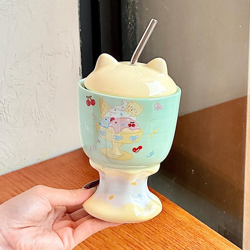 Cute Cat Goblet High Value Straw Water Cup Girls Birthday Gift Souvenir Practical Gift Box