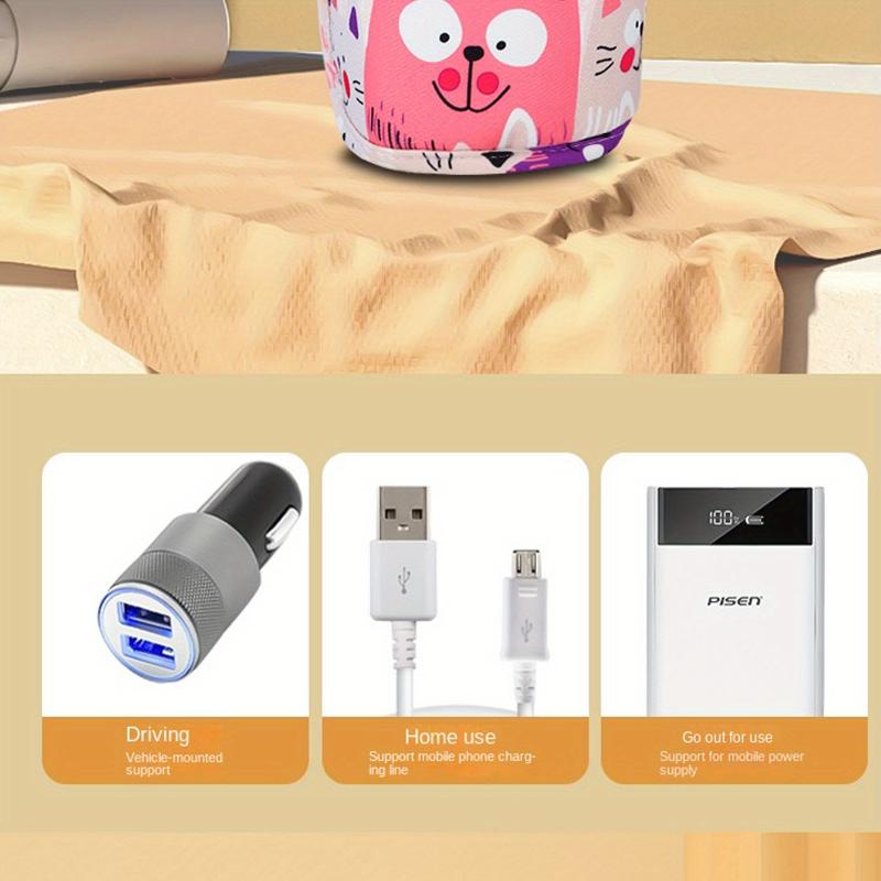 Three-speed Thermostat Cartoon Warm Milk Set, Home Outdoor Portable Bottle Insulation Set USB Heating Constant Temperature Bottle Set