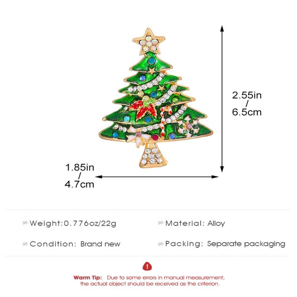 Clothes Accessories Christmas Brooch Badge Christmas Tree Brooch Enamel Rhinestone Brooches  Gift