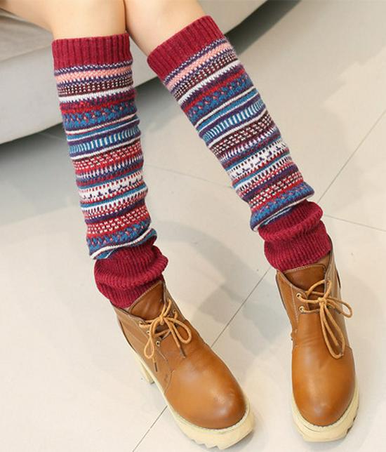 Mori Style Retro Colorful Striped Slouch Socks: Fashionable Korean Boot Covers & Leg Warmers