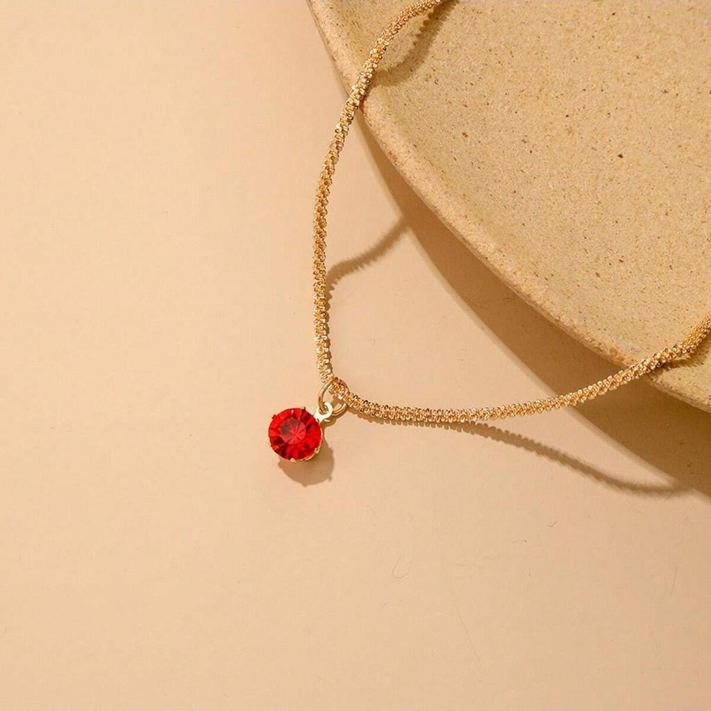 Silver Tennis Chain Choker Necklace with Round CZ Pendant Sparkling Jewelry for Women