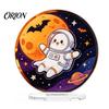 Festival Party Favors Halloween Acrylic 2D Flat Tabletop Ornament, Spooky Ghost Pumpkin Castle Desk Decorative Signs Sign for Home Office Table Shelf