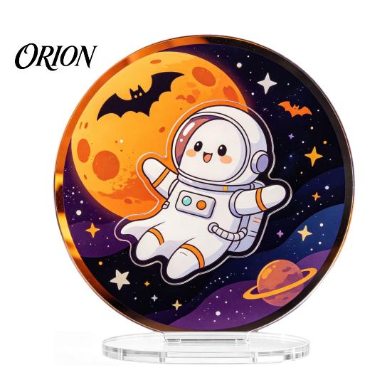 Festival Party Favors Halloween Acrylic 2D Flat Tabletop Ornament, Spooky Ghost Pumpkin Castle Desk Decorative Signs Sign for Home Office Table Shelf
