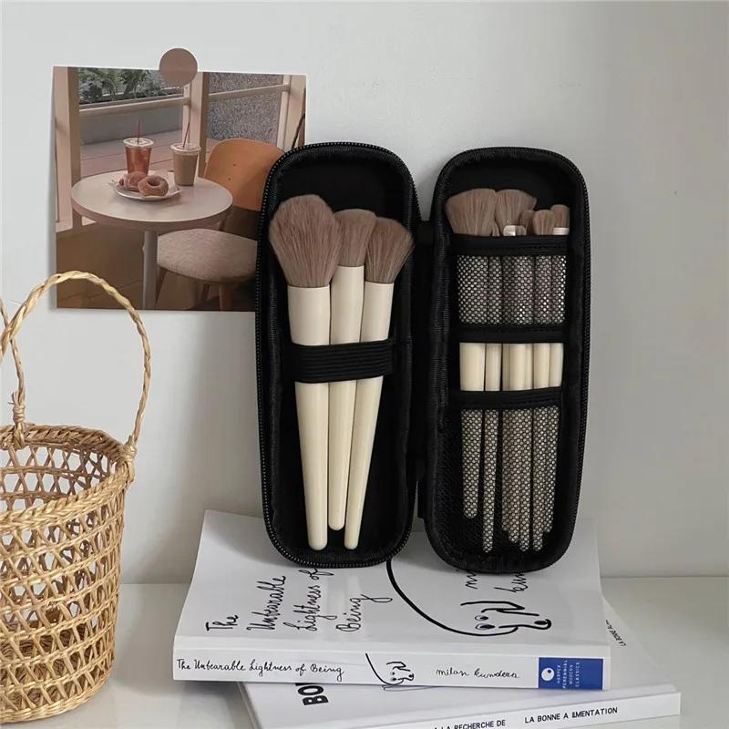 Black Cosmetic Storage Bags Waterproof Double Zipper Makeup Brushes Case Women Bag Portable Travel Brush Holder Pen case Box