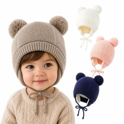 Fleece Lined Baby Ear Protection Hat Thicken Warm Children's EarFlaps Hat for 1-4 Years