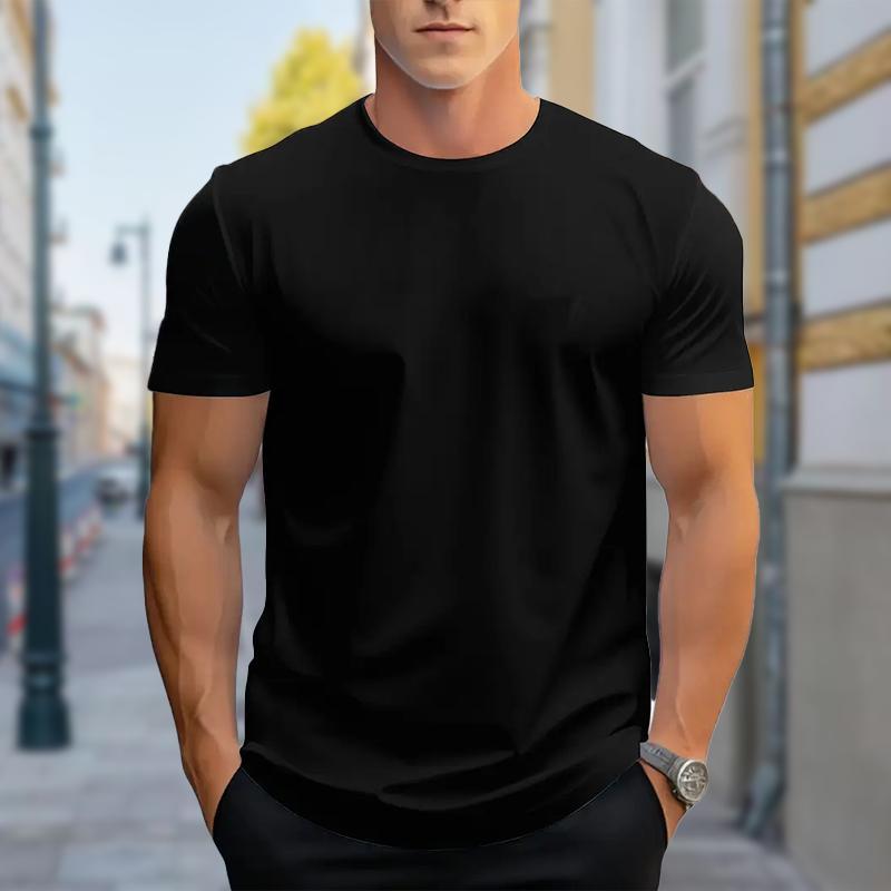 Summer Men Short Sleeve Round Neck Basic Section T Shirt 100% Polyester High Elasticity Men Fitness Sport T Shirt