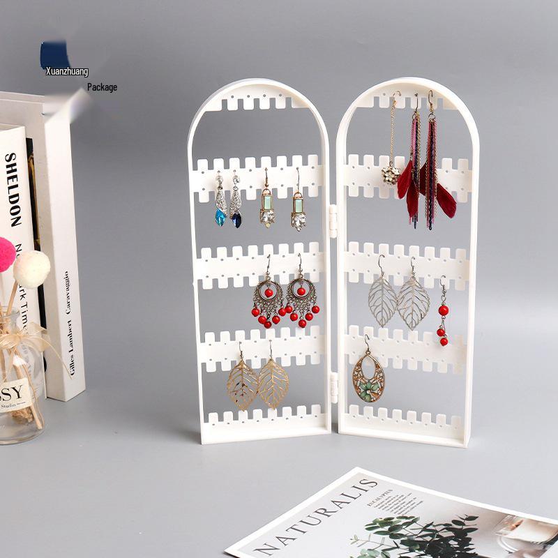Four-Panel Folding Earring & Necklace Holder with Multi-Hole Display