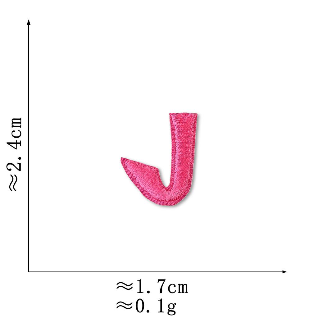 Pink Embroidered Alphabet Patch for Clothing Decoration