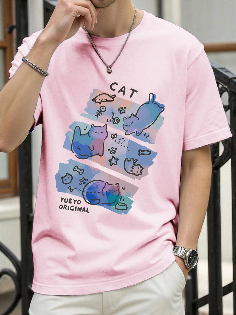 Colorful Three Cats Trendy Printing TShirts Womens Summer Cotton Short Sleeve Tees ONeck Comfortable Loose Tops Casual Clothes