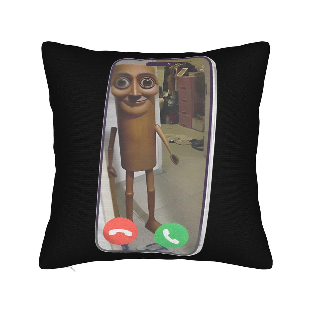 Tung Tung Tung Sahur Face Square Pillow Cases Italian Brainrot Cushion Covers Customized Decorative Pillowcase for Car 40x40cm