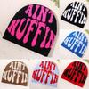 Double Fashion Sided Knitted Hat With Letter Embroidery Design For Season Cold