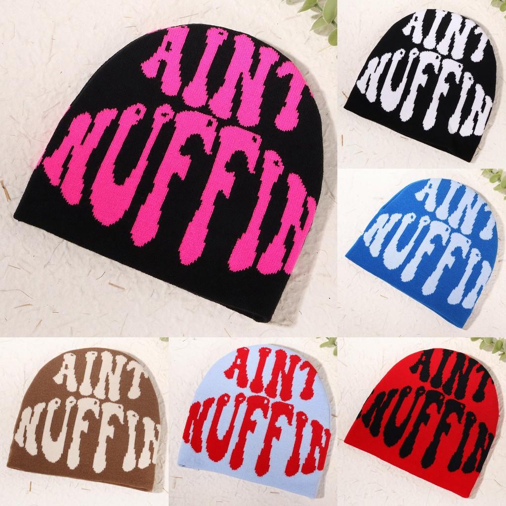 Double Fashion Sided Knitted Hat With Letter Embroidery Design For Season Cold