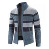 2024 Men's Stand Collar Color Block Plus Velvet Thick Sweater Jacket, Autumn/Winter Collection