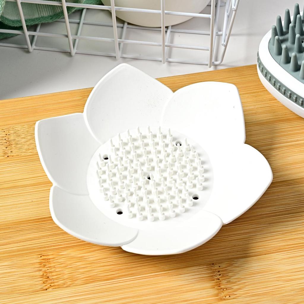 Lotus Silicone Soap Tray: 3D Non-Water Soft Rack with Simple Drainage