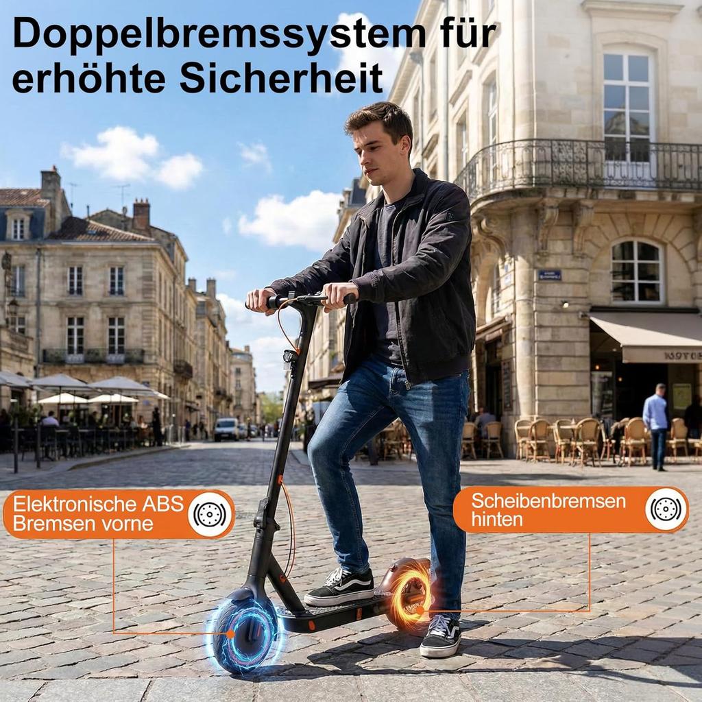 TODIMART T3 E Scooter mit Straßenzulassung, 30 km Reichweite, 350W Motor, 8,5 Zoll Wabenreifen, Duales Bremssystem E Roller für Erwachsene, Smart APP