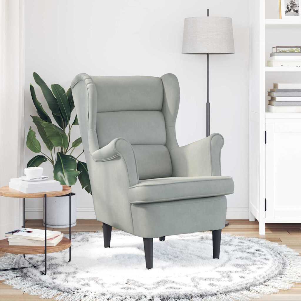 Armchair Light Grey Velvet