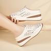 Ladies Clogs Platform Sandals Loafers Casual Hollow Leather Slippers Women Thick Sole Shake Shoe