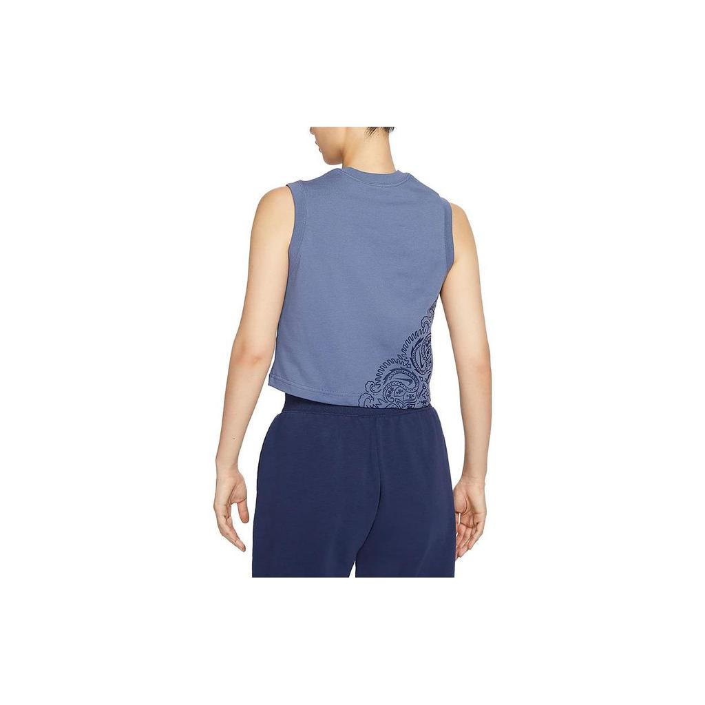 Nike Sportswear Logo Short Sports Vest Women Tops Finn-Blue FQ0368-491