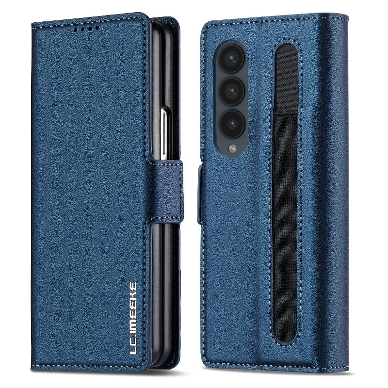 Magnetic Flip Leather Phone Cover For Samsung Galaxy Z Fold4/Z Fold 3 Built-in Wallet Card With Pen Slot(Excluding Pen)