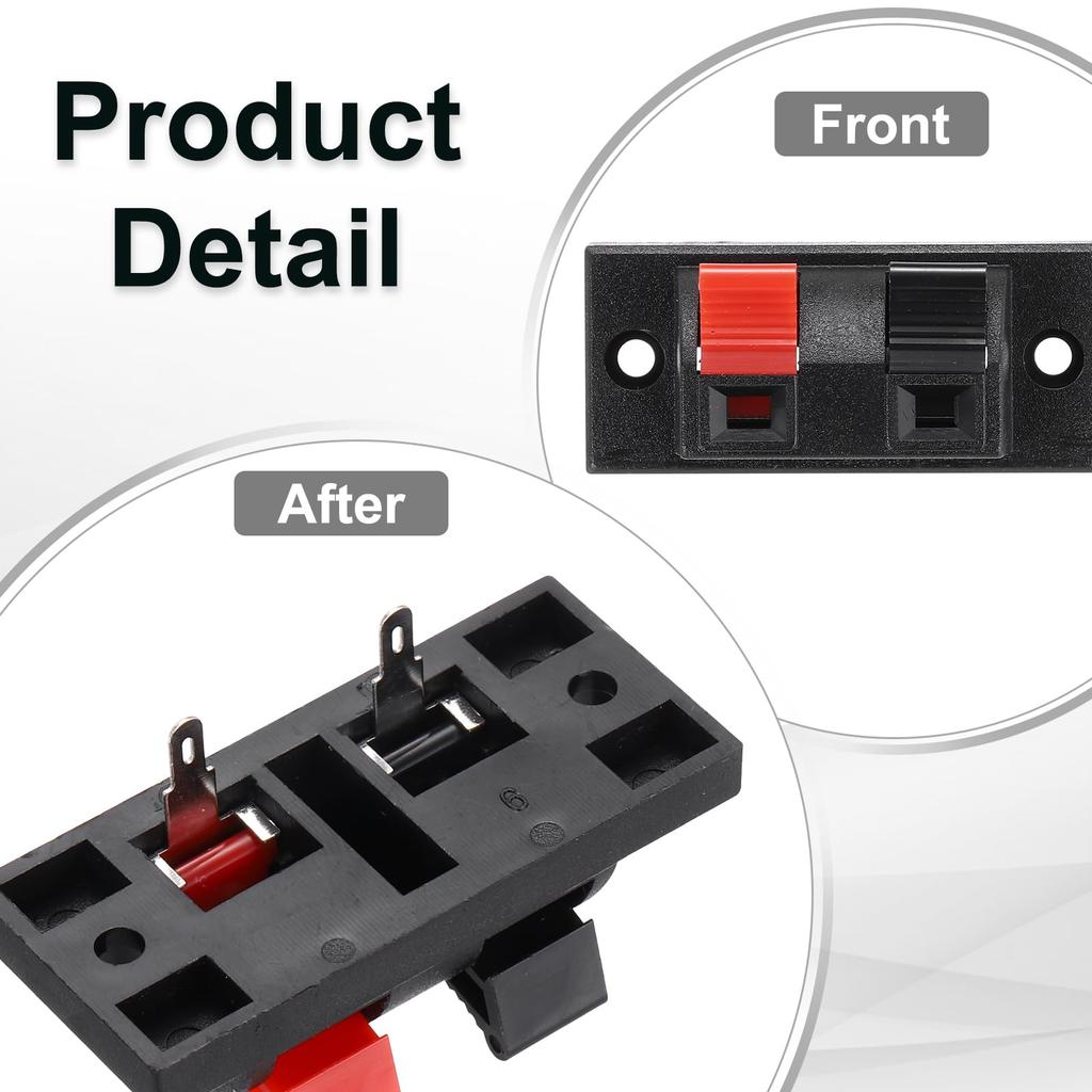 uxcell Spring Terminal Connector Jack Speaker Terminal Strip Speaker Joint Test Clips 2-Way Clips, Push-Release Plates, Sockets, Blocks, Clamps, WP2-1