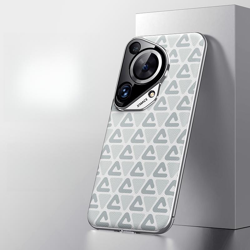 Suitable for Huawei Pura70Ultra Light Luxury Leather Phone Case, Songlin PC Electroplated Lens P70 High-end Feel Case