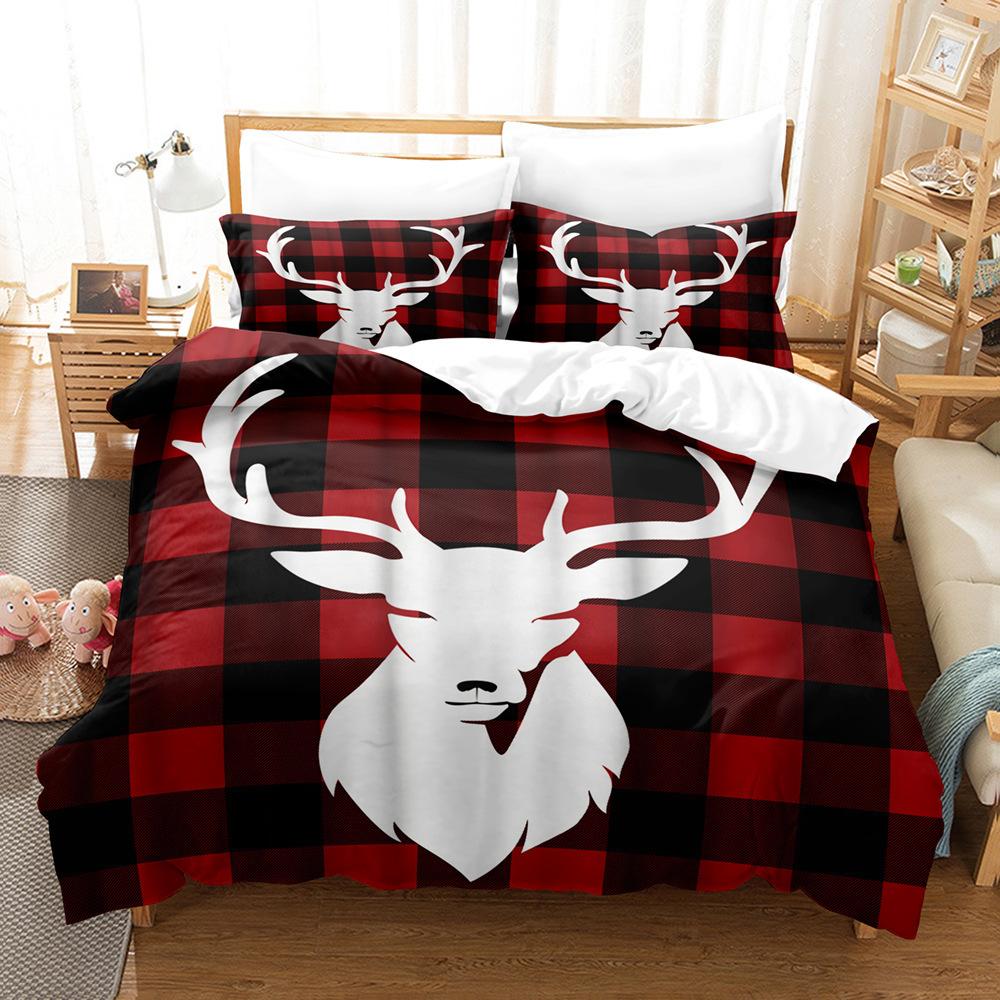 Elk Bed Three-Piece Set 3D Digital Printing Quilt Cover Pillowcase