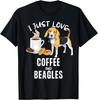 I Just Love Coffee And Beagles Funny Beagle Coffee And Bagel T-Shirt