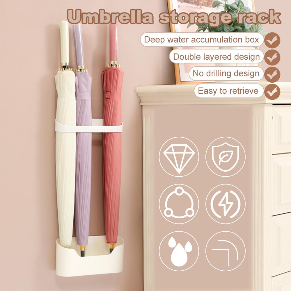 Umbrella Holder Wall Hanging Umbrella Holder Adjustable Entryway Simple for Long and Short Umbrella Removable Organizer Shelf