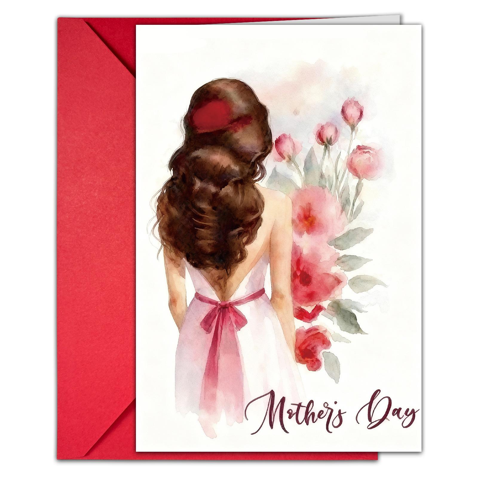 

1 Watercolor Wind Beautiful Illustration Happy Mother S Day Greeting Card Envelope Set Send Mother Holiday Wish Card T020401267