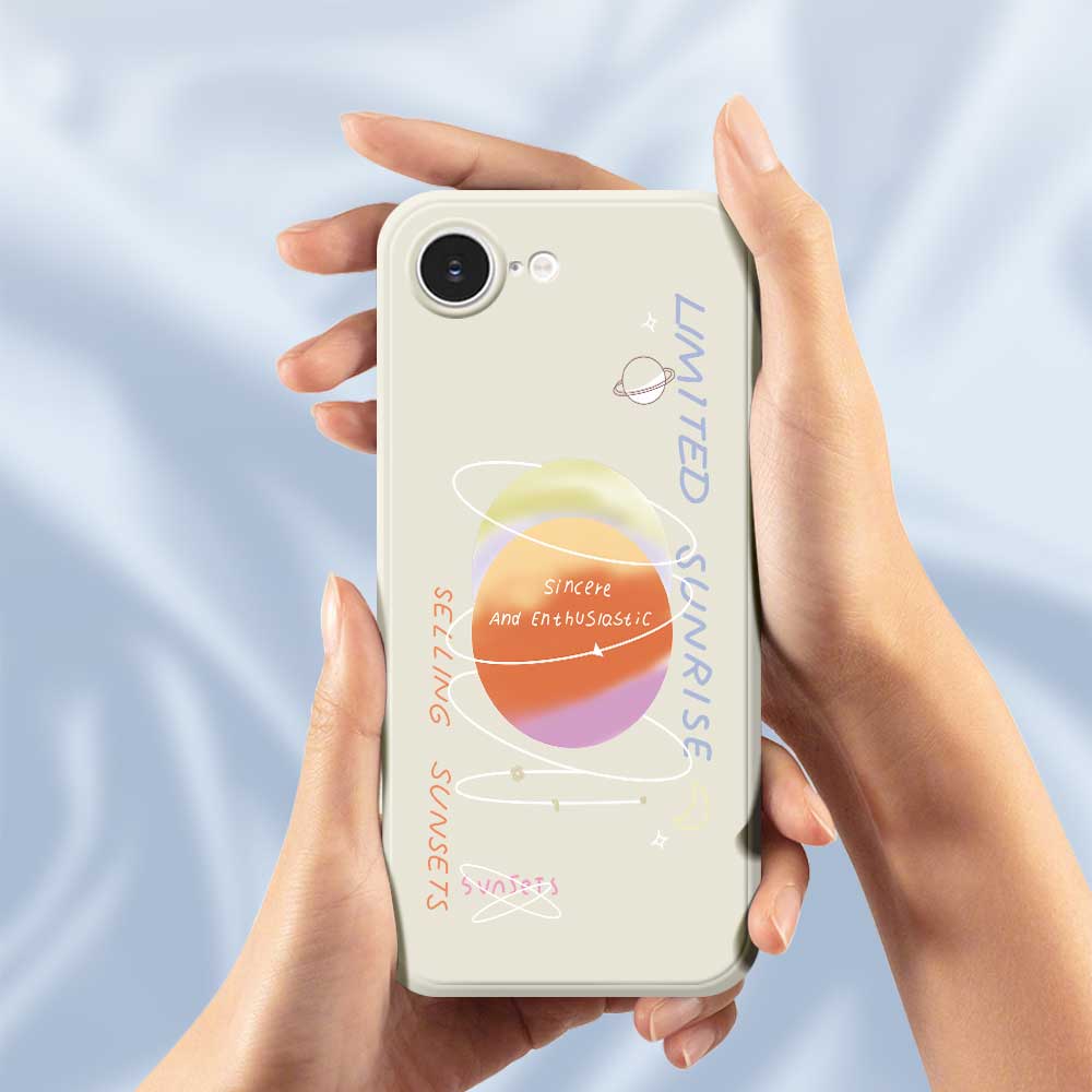 For iPhone 16e Case Planet Pattern Printing Straight Edge TPU Phone Back Cover