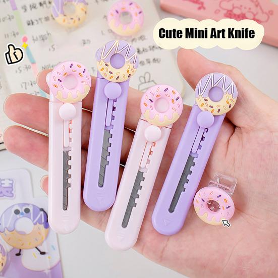 Cúter para Estudiantes Cúter Retráctil para Scrapbooking Abrir Paquetes Manualidades DIY Cortador de Seguridad Portátil para Escuela Oficina