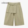 Edition Women's 2025 Summer Linen Straight Shorts with Waist Bag