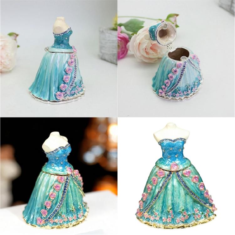 Elegant Handcrafted Enamel Coated Metal Jewelry Box for Jewelry Presentation and Decoration Rhinestones Details Case