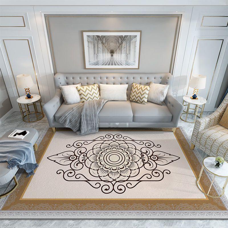 Retro American Style Living Room Carpet Classical Decoration Home Sofa Machine Washable Rug Lounge Bedroom Non-slip Mat Fully