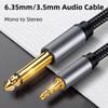 6.35mm Mono To 3.5mm Stereo 1/8 TRS To 1/4 TS Interconnect AUX Adapter Audio Cable Patch Cord for Laptop PC Guitar Bass MixerGood Product